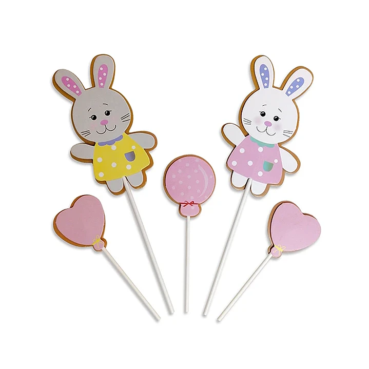 Set 5 Piezas Deco Picks Conejitos 1 Uni