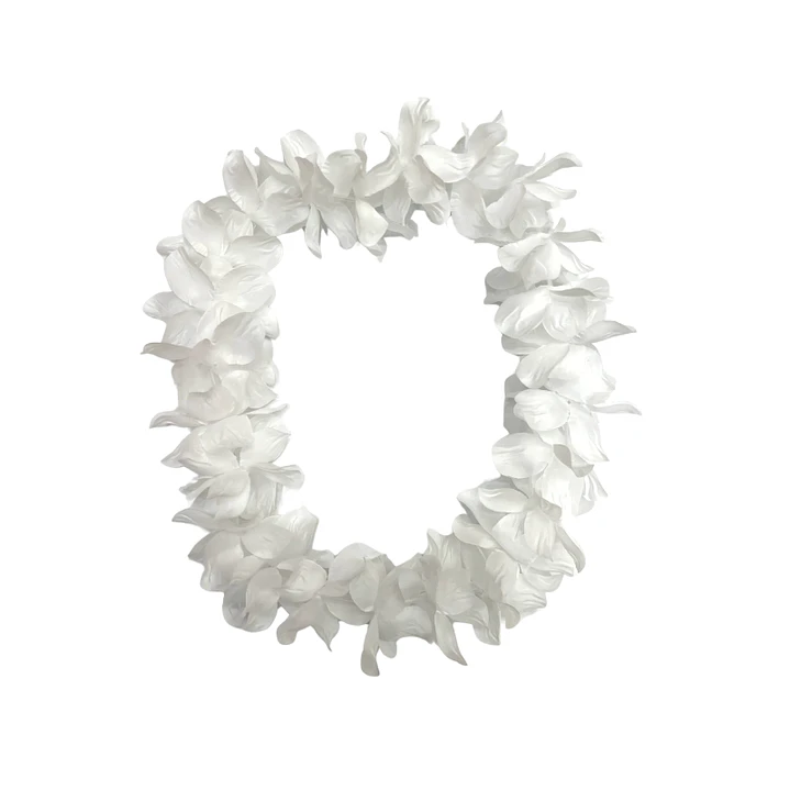 Collar Hawaiano Flor Blanco 1 Uni