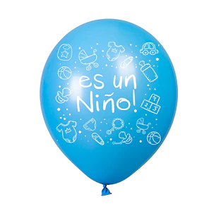 Globo #12 Liso Celeste Impreso 