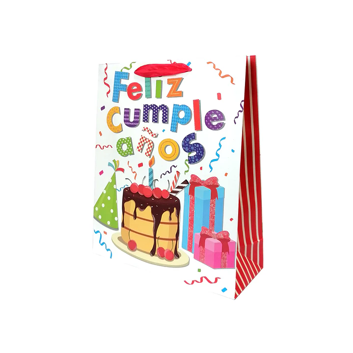 Bolsa Regalo Feliz Cumpleaños Tortas 32x26x10cm 1 Uni 2