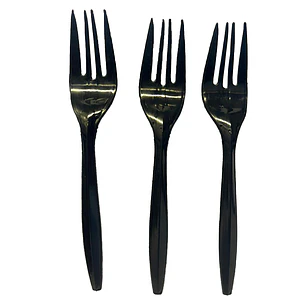 Tenedor Plastico Basic Negro 20 Uni