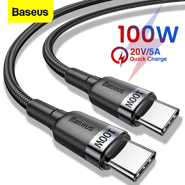 Cable USB Tipo C Carga Rápida 100W Datos 480 Mbps USB-C 1 Metro