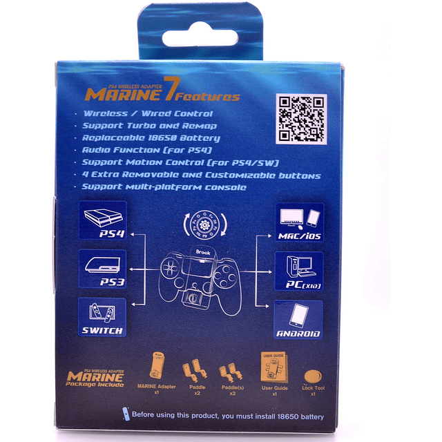 Brook Marine - Adaptador inalámbrico PS4 - Batería & Multiconsola