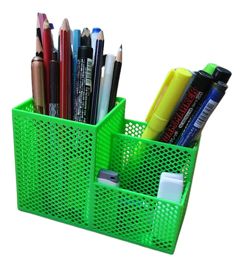 Pack 3 Porta Lápiz Lapicero De Rejilla Negro, Verde O Rojo