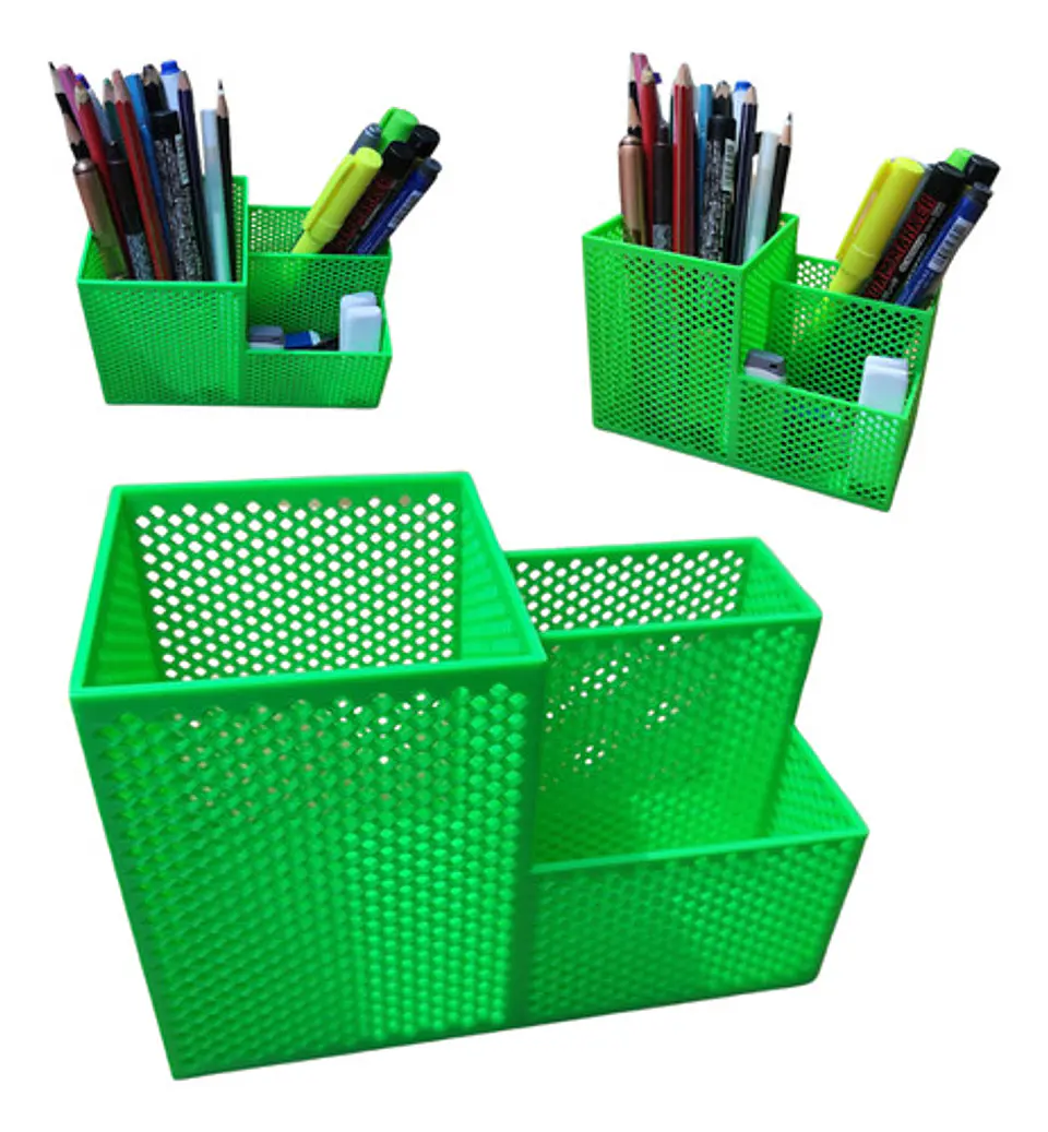 Pack 3 Porta Lápiz Lapicero De Rejilla Negro, Verde O Rojo 2