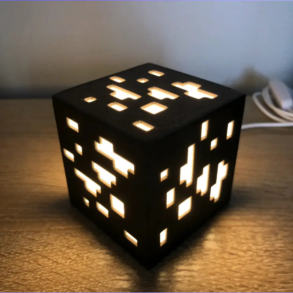 Lámpara Decorativa Bloque Mineral Minecraft 3