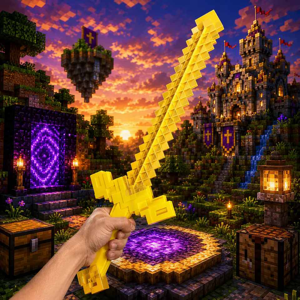 Espada de Oro Minecraft Película Dorado Oro Niño 3