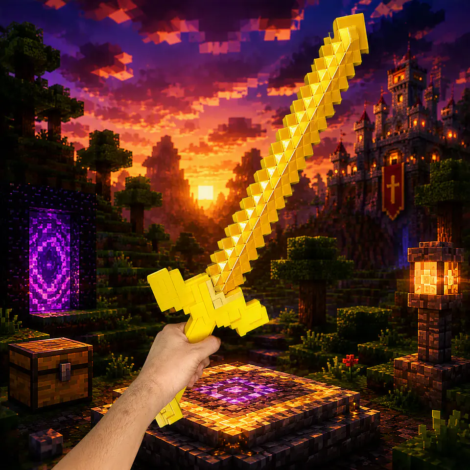 Espada de Oro Minecraft Película Dorado Oro Niño 4