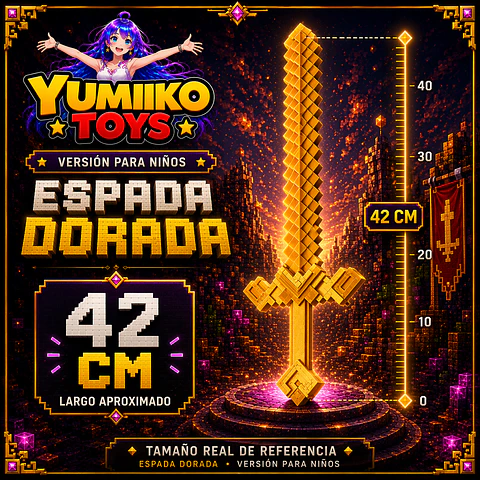 Espada de Oro Minecraft Película Dorado Oro Niño
