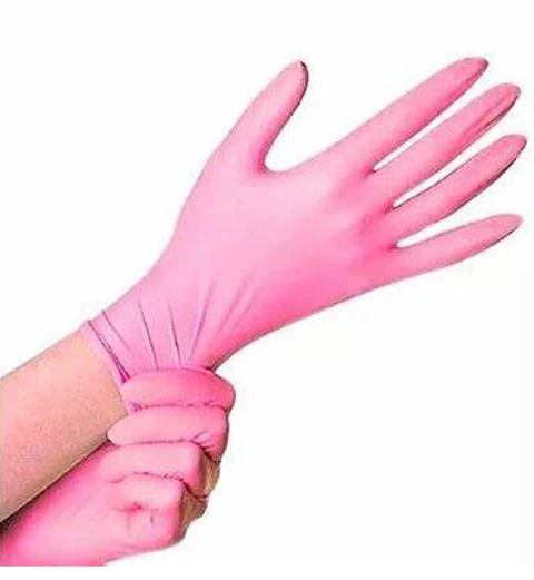 Luvas Nitrilo sem Pó ROSA (100 unidades) 