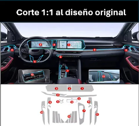 Set Film 3d Vinilo Geely Coolray 2024-25 Consola Pantalla