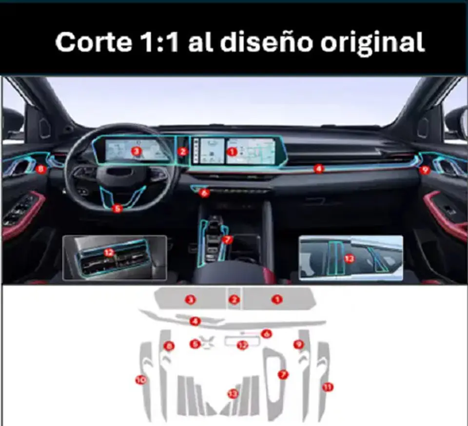 Set Film 3d Vinilo Geely Coolray 2024-25 Consola Pantalla 2