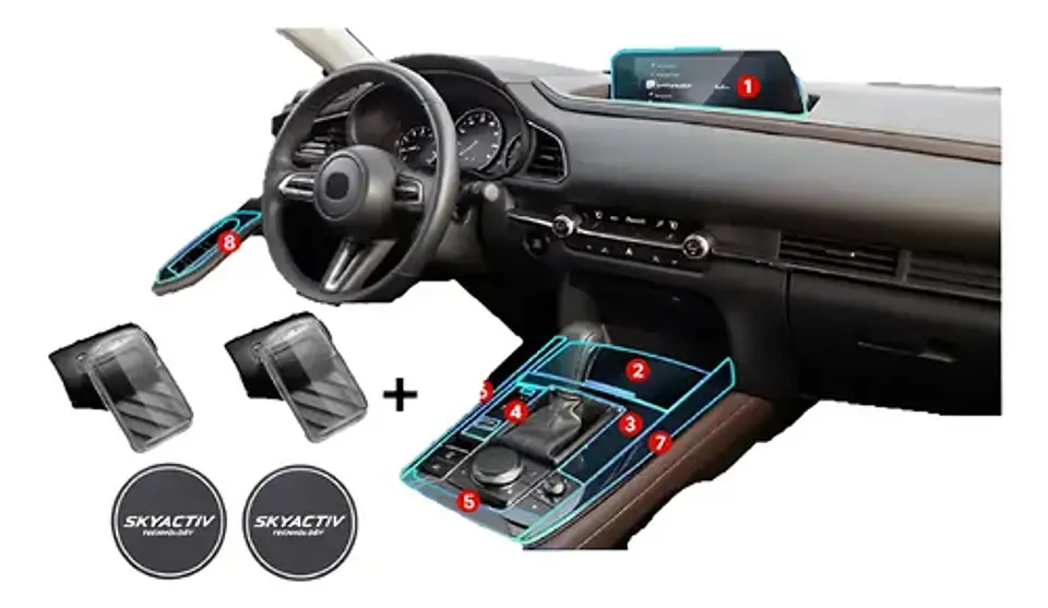 Set Film Ppu X 2 Fundas  Llave X Posa Vaso Mazda Cx-30 At/mt 1