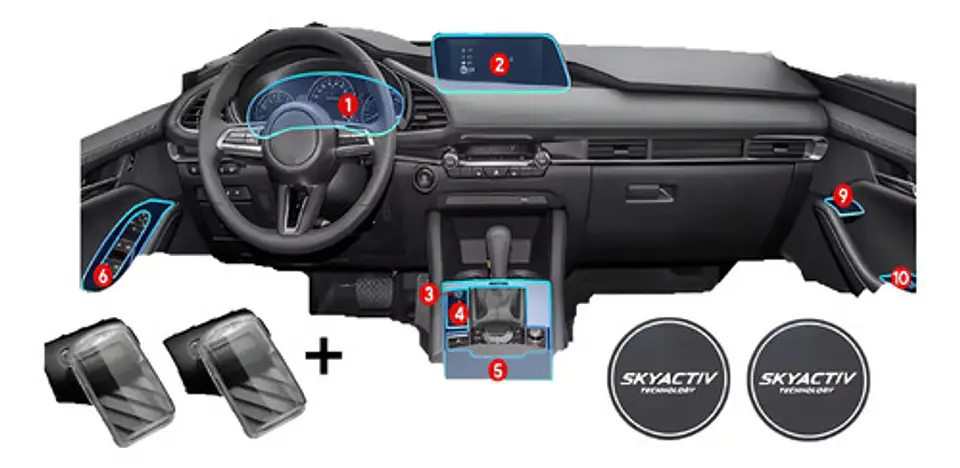 Set Film Ppu + 2 Funda Llave + Posavaso / Mazda 3 2020-2025 1