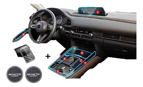 Set Film Ppu + 1 Fundas  Llave + Posa Vaso Mazda Cx-30 At/mt