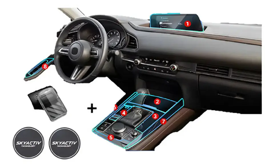 Set Film Ppu + 1 Fundas  Llave + Posa Vaso Mazda Cx-30 At/mt 1