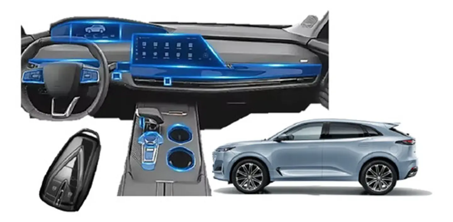 Set Film 3d Vinilo Changan Uni-k 2024-25 + Protector Llave 1