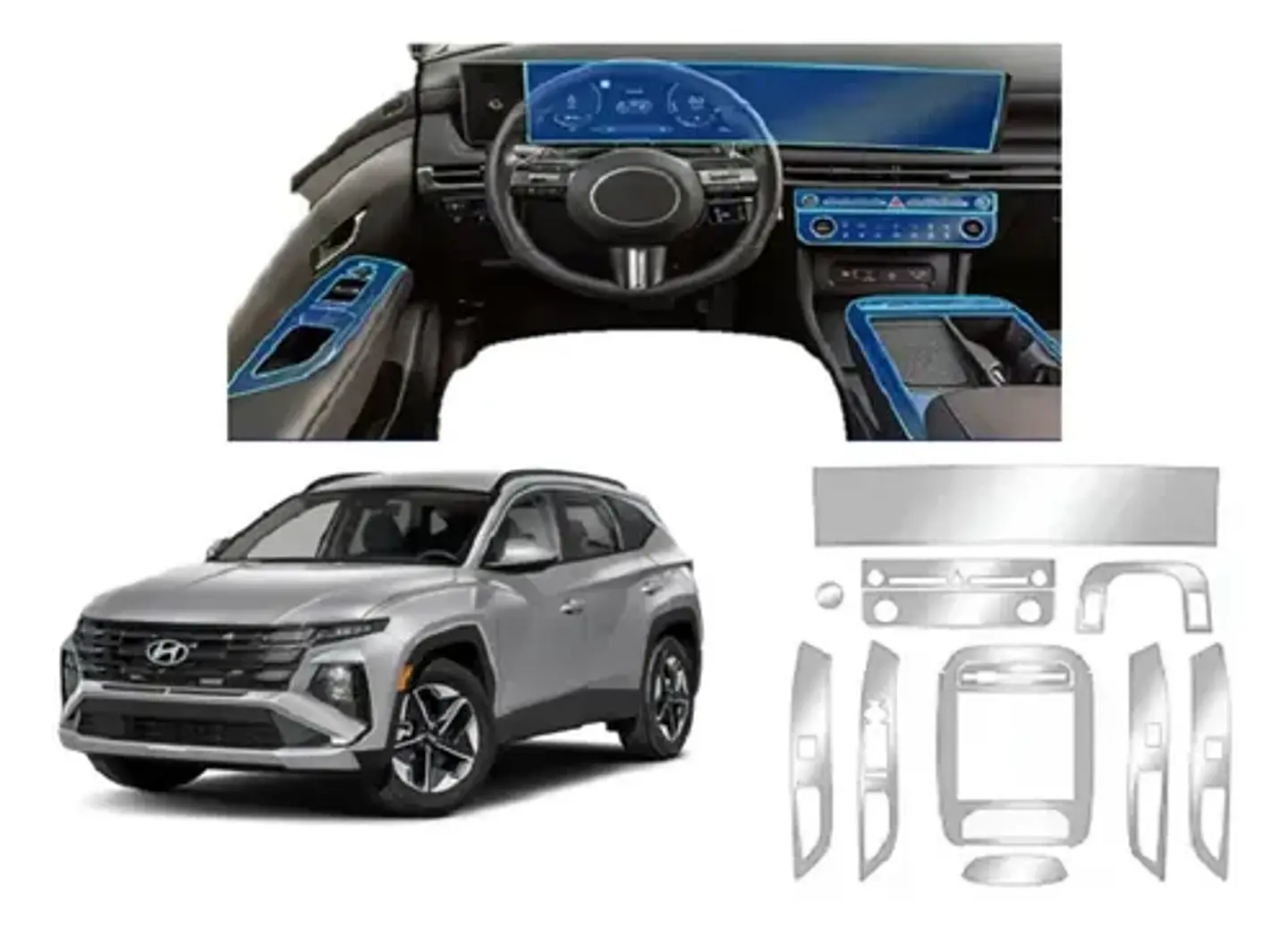 Set Film Protector 9 Pc Hyundai New Tucson Pantalla Consola 1
