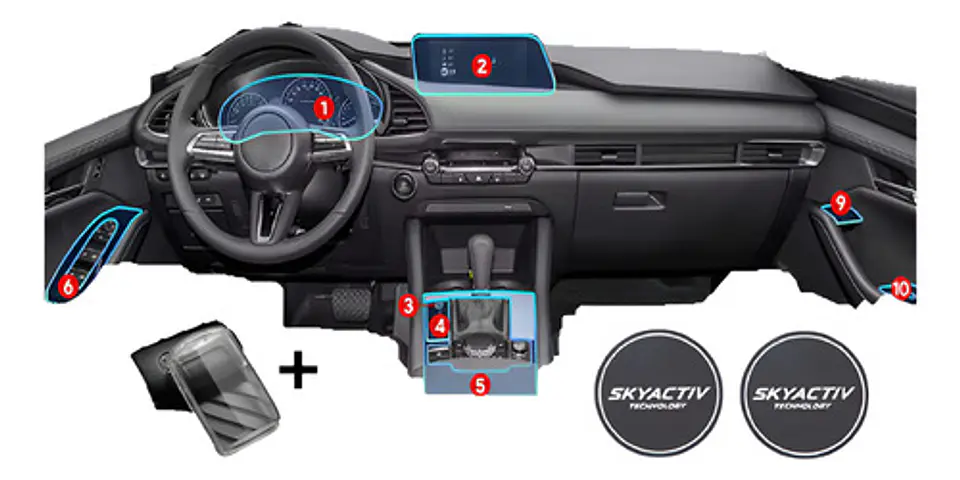 Set Film Ppu + 1 Funda Llave + Posavaso / Mazda 3 2020-2025 1