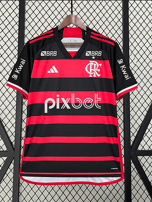 Camisola Flamengo Principal 2024/25 Todos os Patrocínios 