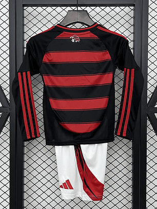 Kit Criança Flamengo Principal Manga Comprida 2025/26