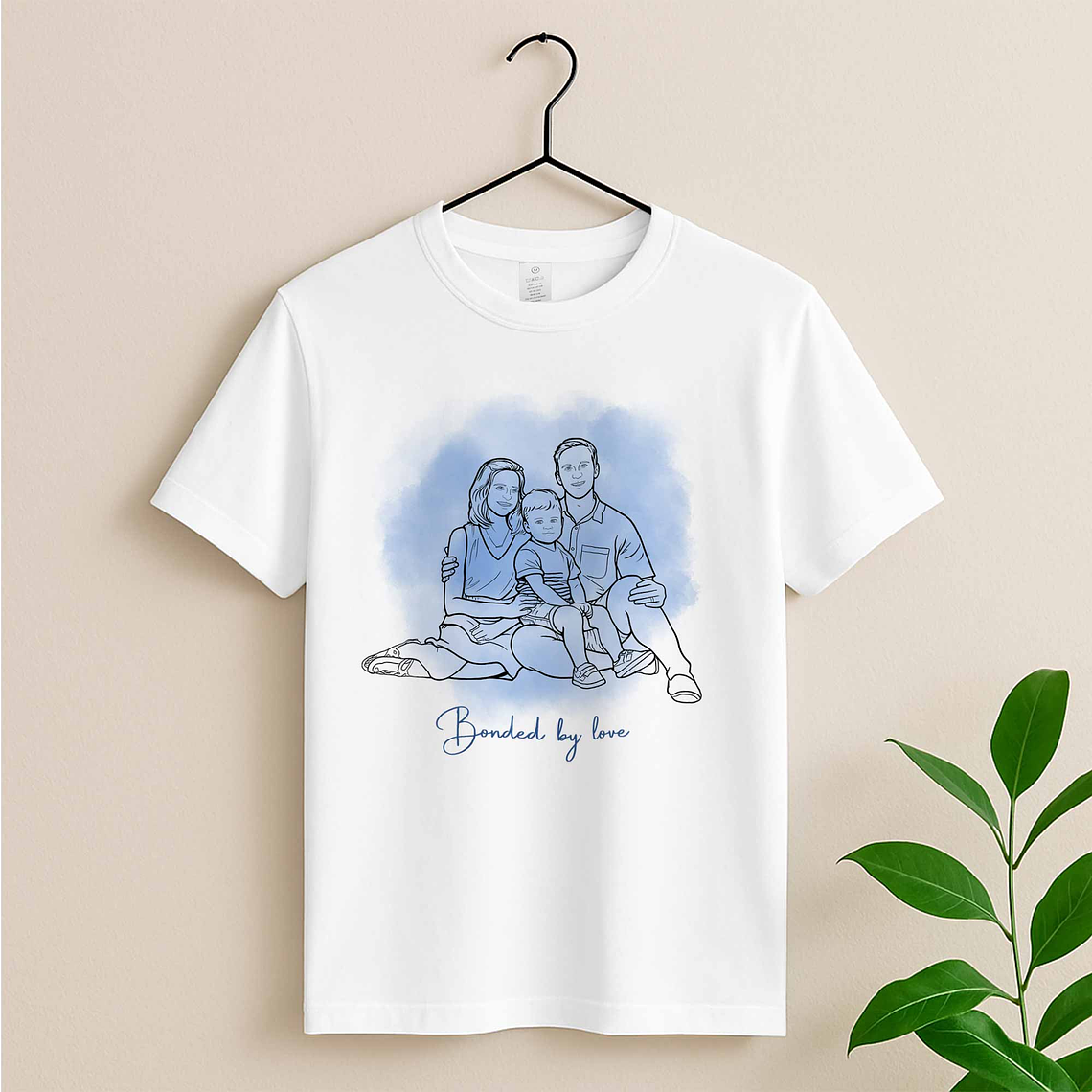 Personalized Line Art from Photo Family Picture Unisex Crewneck T-shirt S-5XL Hand-Drawn Style Lovely Anniversary Gift 4