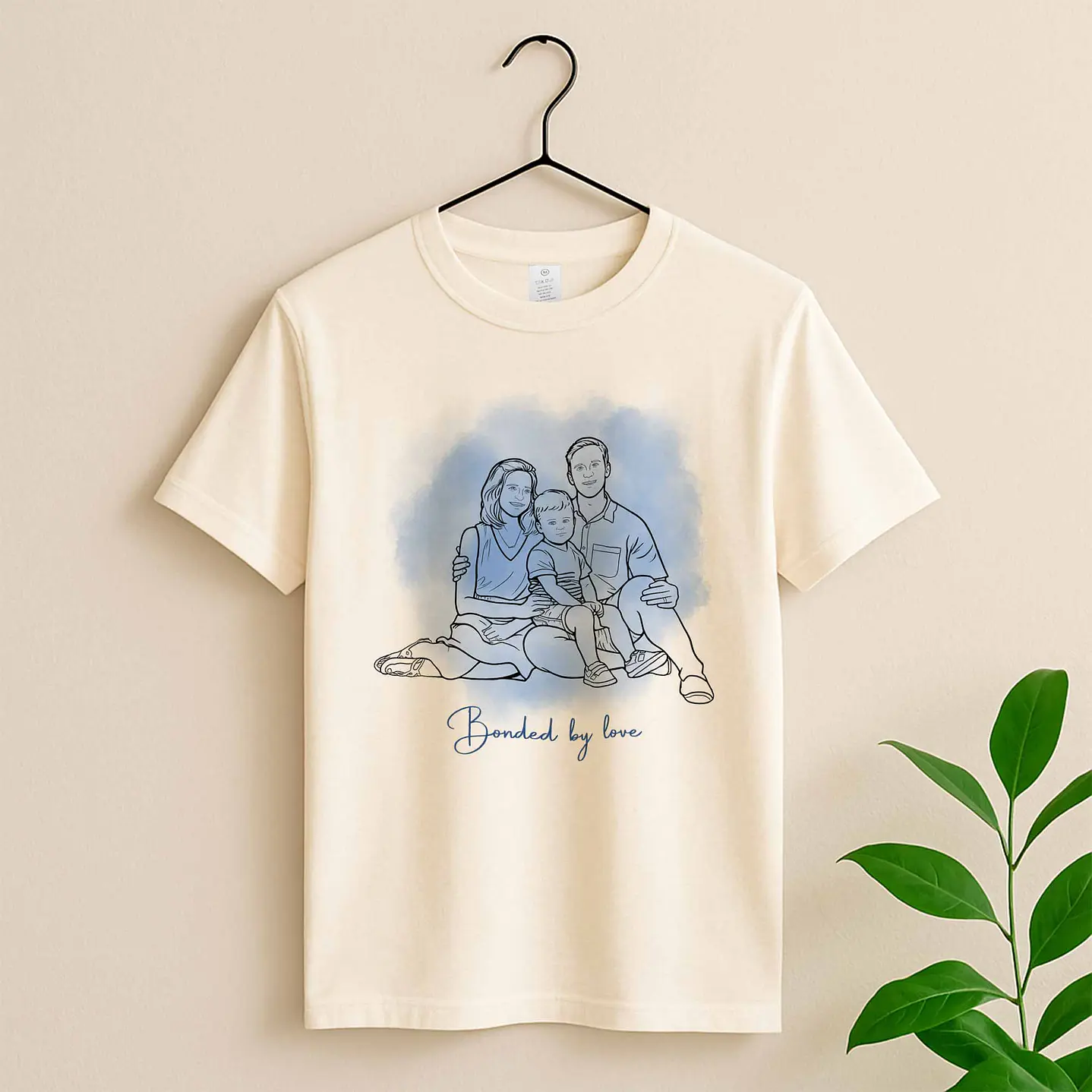 Personalized Line Art from Photo Family Picture Unisex Crewneck T-shirt S-5XL Hand-Drawn Style Lovely Anniversary Gift 5