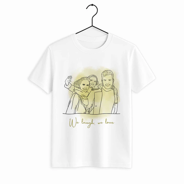Personalized Line Art from Photo Family Picture Unisex Crewneck T-shirt S-5XL Hand-Drawn Style Lovely Anniversary Gift 6