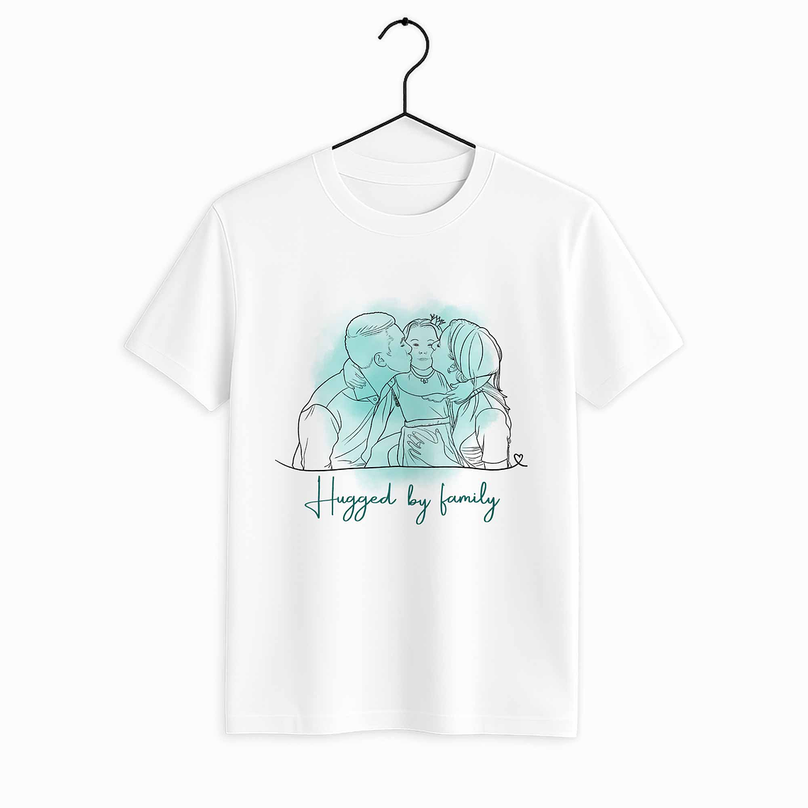 Personalized Line Art from Photo Family Picture Unisex Crewneck T-shirt S-5XL Hand-Drawn Style Lovely Anniversary Gift 7