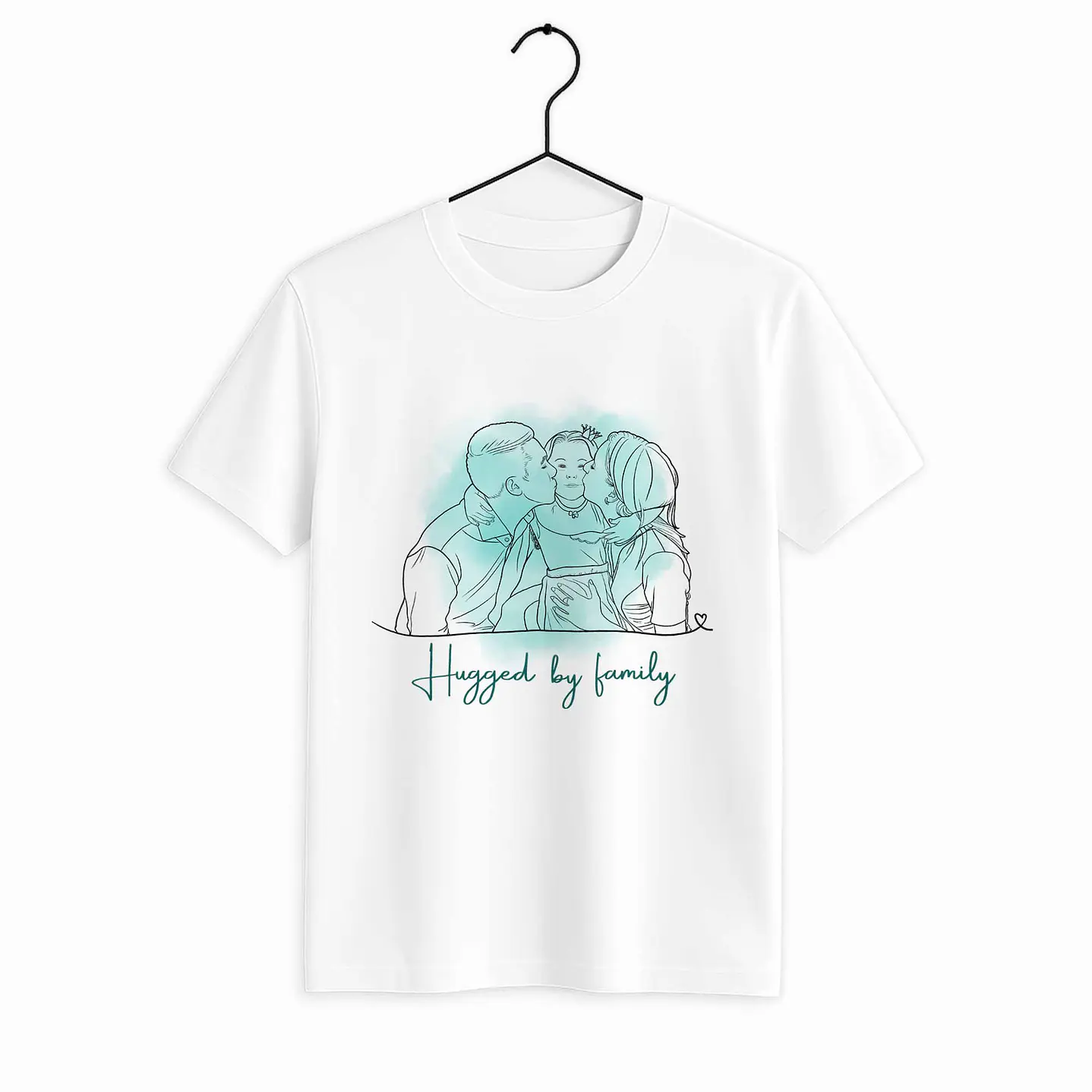 Personalized Line Art from Photo Family Picture Unisex Crewneck T-shirt S-5XL Hand-Drawn Style Lovely Anniversary Gift 7
