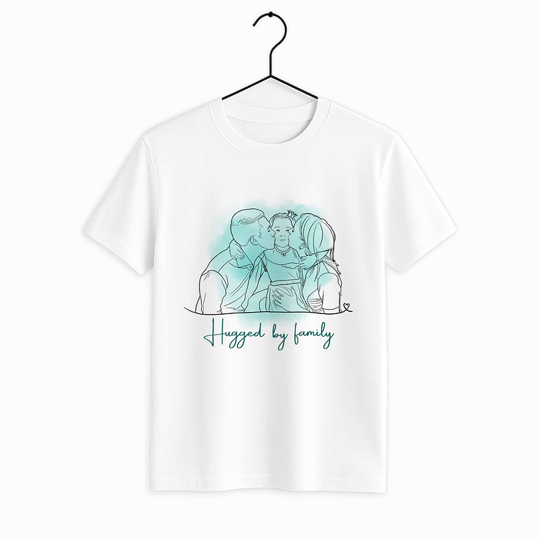 Personalized Line Art from Photo Family Picture Unisex Crewneck T-shirt S-5XL Hand-Drawn Style Lovely Anniversary Gift 7