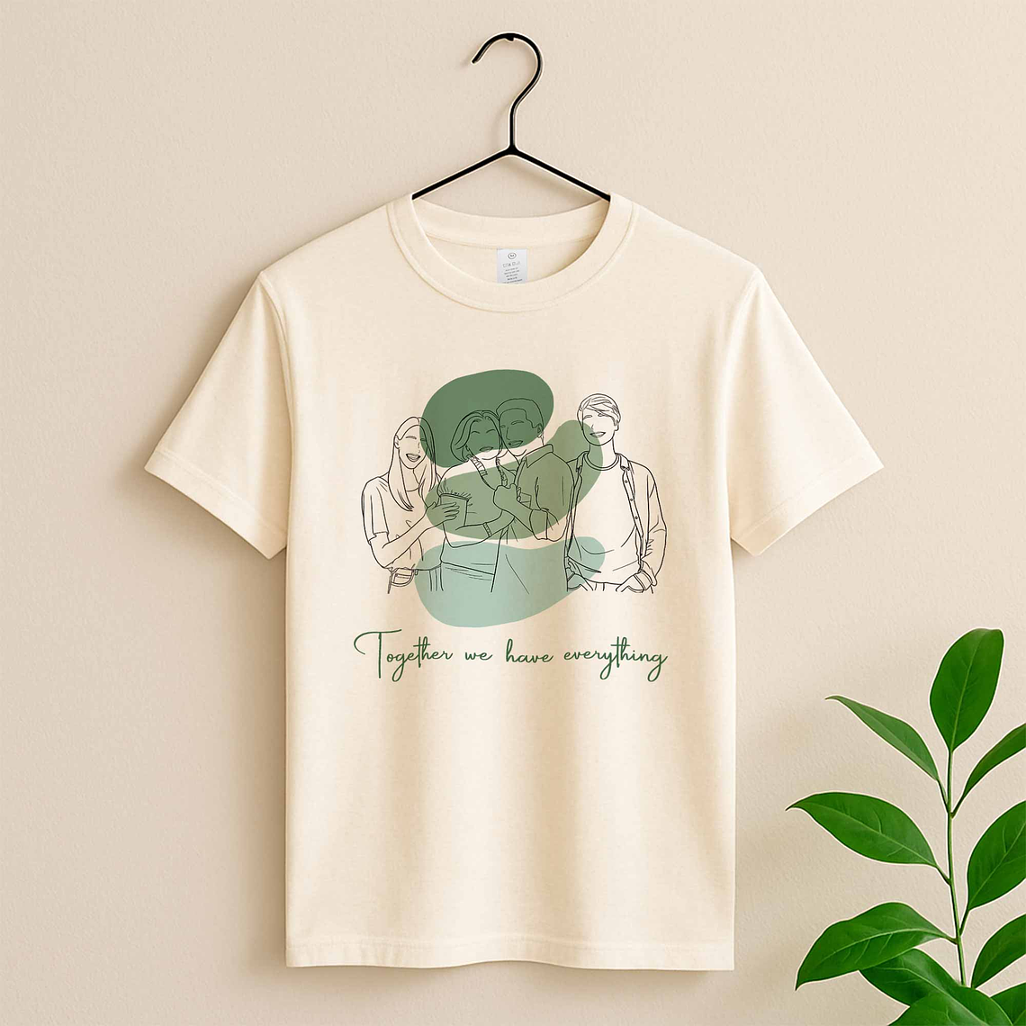 Personalized Turn Photo into Art Couple Portrait Unisex Crewneck T-shirt S-5XL Line Art Style Couple Anniversary or Family Gift 3