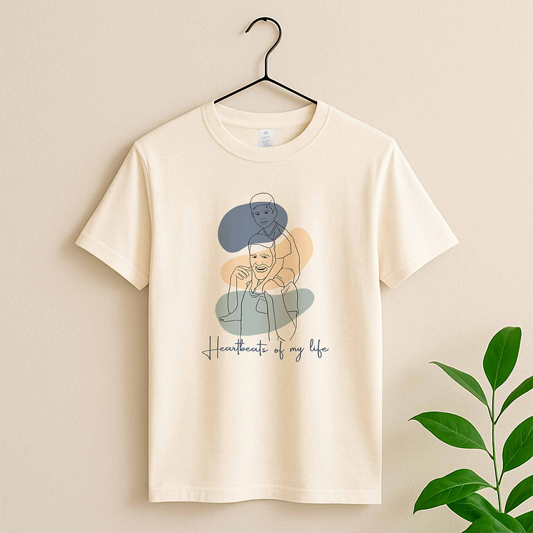 Personalized Turn Photo into Art Couple Portrait Unisex Crewneck T-shirt S-5XL Line Art Style Couple Anniversary or Family Gift 5