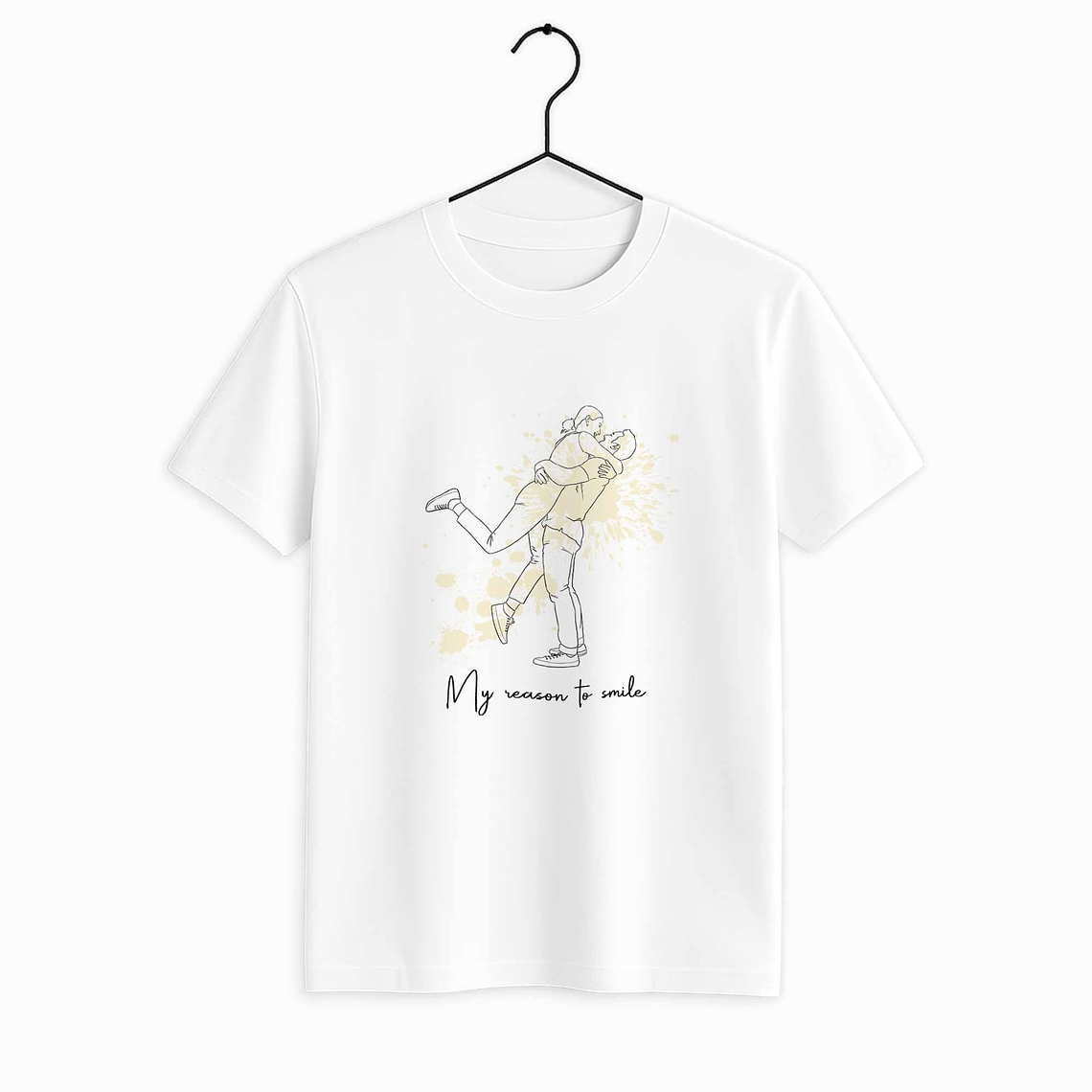 Personalized Photo to Line Art Family Picture Unisex Crewneck T-shirt S-5XL Hand-Drawn Style Gift for Father, Mother's Day, or Anniversary 1