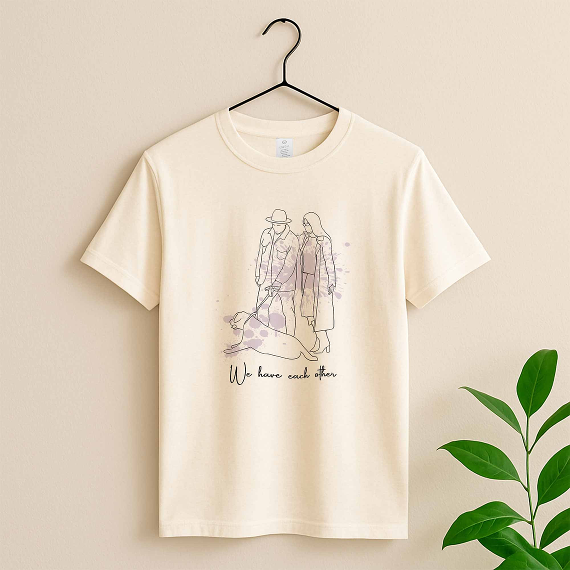 Personalized Photo to Line Art Family Picture Unisex Crewneck T-shirt S-5XL Hand-Drawn Style Gift for Father, Mother's Day, or Anniversary 3