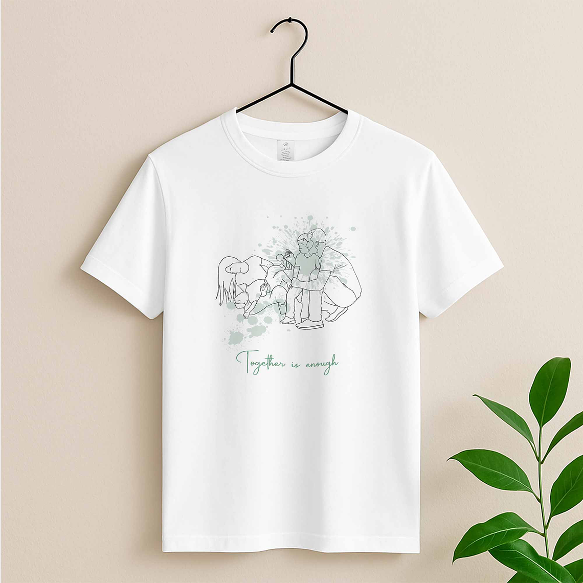Personalized Photo to Line Art Family Picture Unisex Crewneck T-shirt S-5XL Hand-Drawn Style Gift for Father, Mother's Day, or Anniversary 4