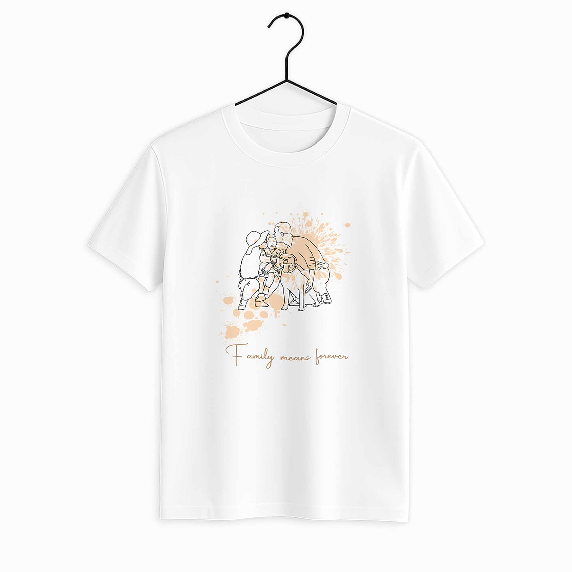 Personalized Photo to Line Art Family Picture Unisex Crewneck T-shirt S-5XL Hand-Drawn Style Gift for Father, Mother's Day, or Anniversary 6