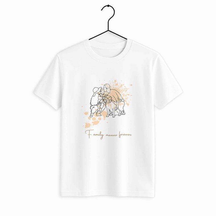 Personalized Photo to Line Art Family Picture Unisex Crewneck T-shirt S-5XL Hand-Drawn Style Gift for Father, Mother's Day, or Anniversary 6