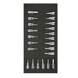 Juego dados punta torx hex SAE & Métricos 3/8" 22 pzs Urrea CH108