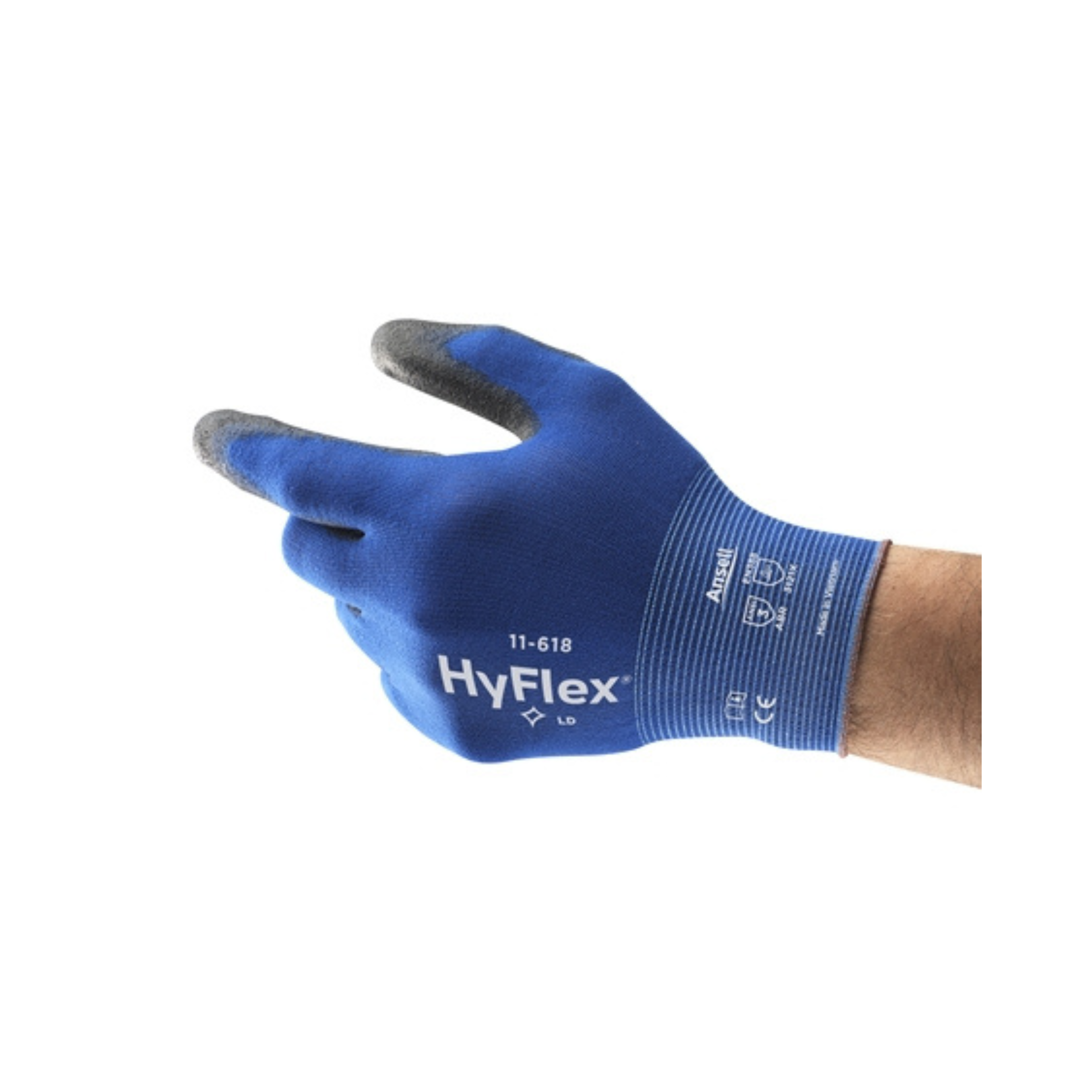 6 Paia Guanti Sicurezza Ansell HyFlex 11-518 Antitaglio, Nylon E Poliuretano, Taglia 9