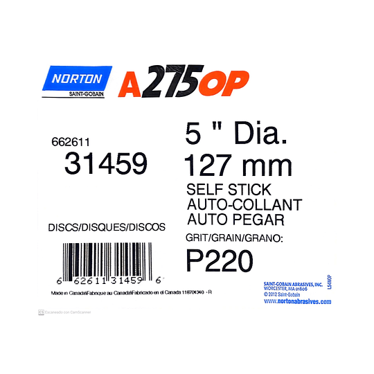 Disco Abrasivo Lija Auto Adherible G-220 (5