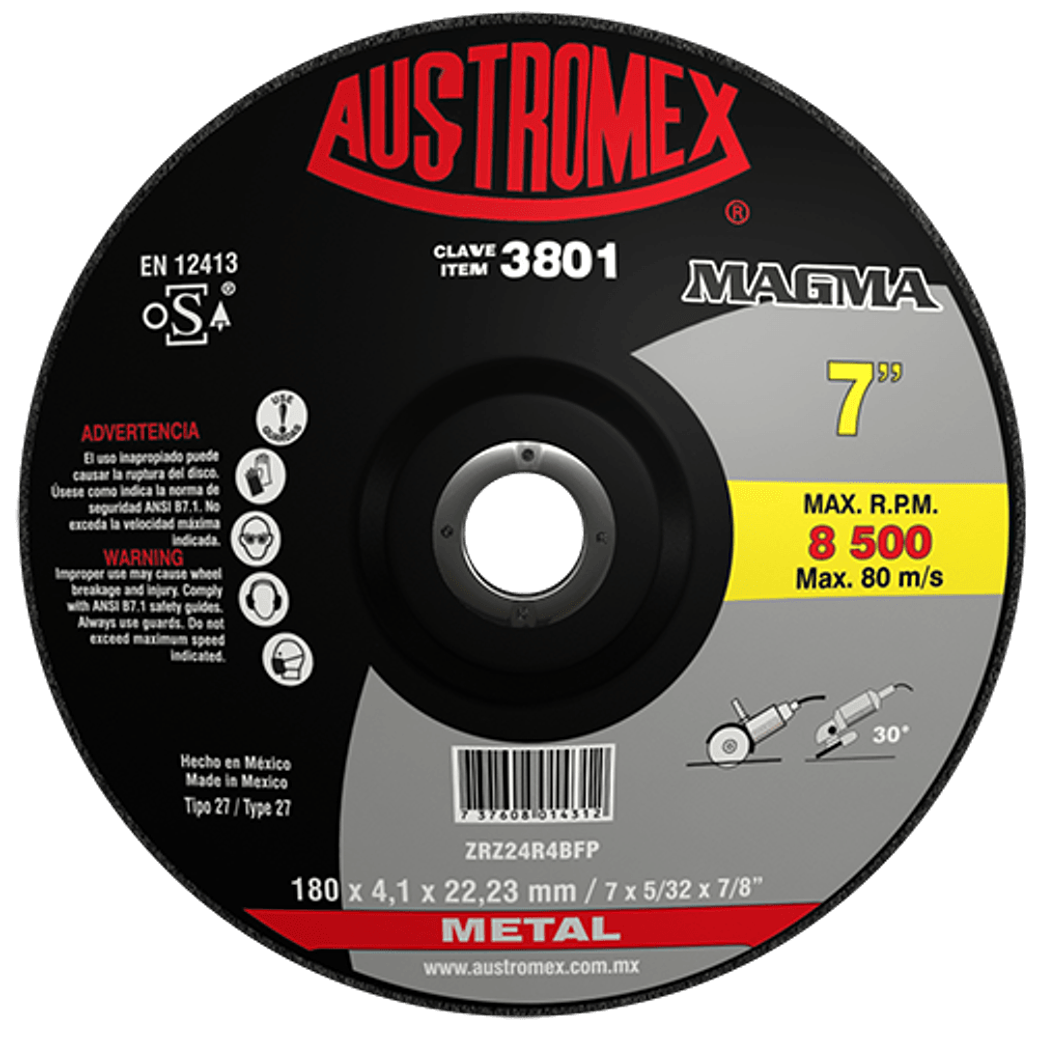 DISCO ABRASIVO CORTE MOD: 3801 MCA. AUSTROMEX 1