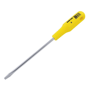 Destornillador con mango amarillo, punta plana barra redonda 1/4