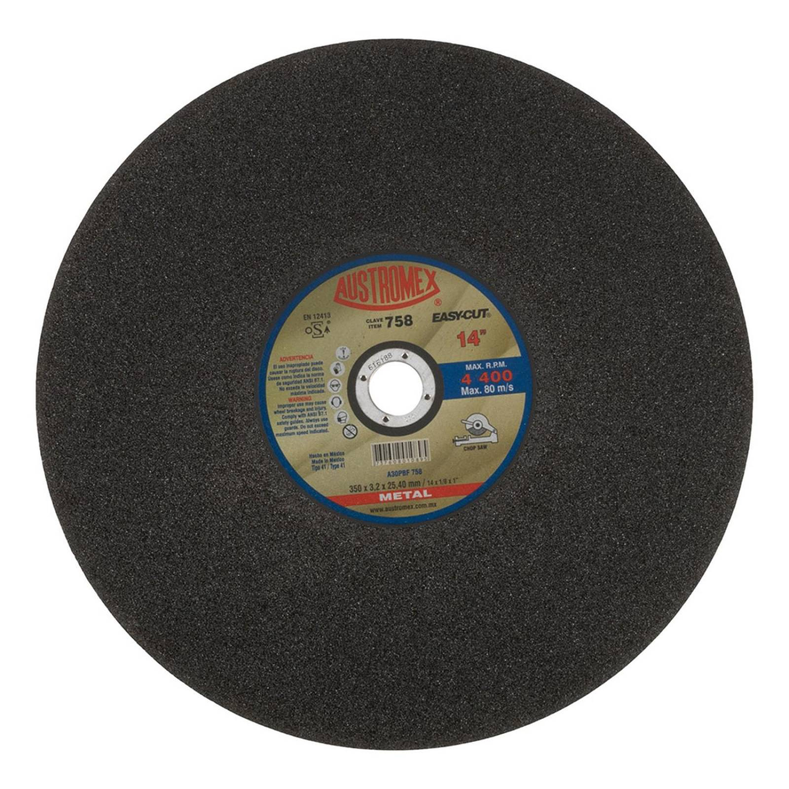 DISCO ABRASIVO CBN, 14F1E, CALIBRE 10, RADIO 1.64MM 1