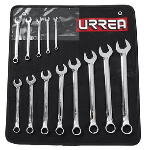 Juego de llaves combinadas pulido espejo en pulgadas, 6 puntas, 13 piezas