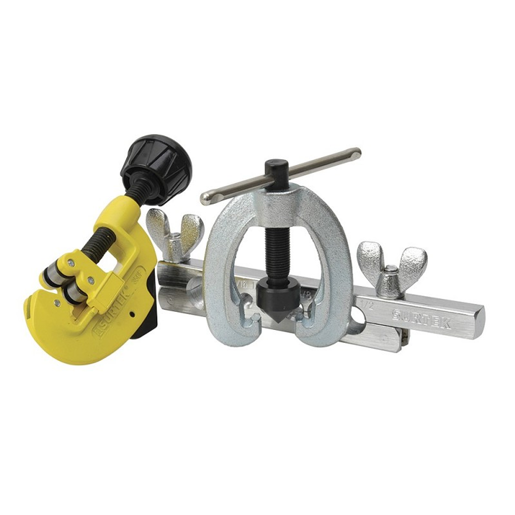 Juego de avellanador, cortatubos y prensa ajustable de 3/16