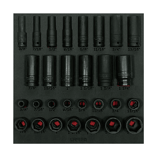 Juego de dados de impacto cortos y largos en pulgadas cuadro de 1/2