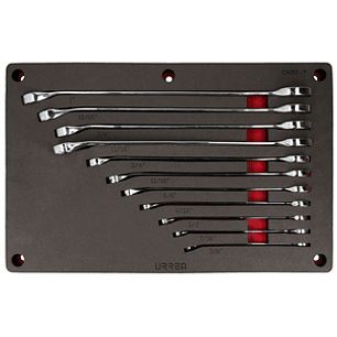 Juego de llaves combinadas pulido espejo extra largas enpulgadas, 12 puntas, 11 piezas