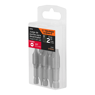 ESTUCHE CON 5 PUNTAS PLANAS DE 3/8