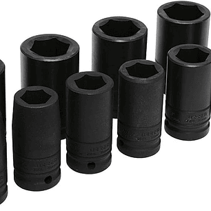 Juego de dados largos de impacto pared delgada cuadro de 3/4